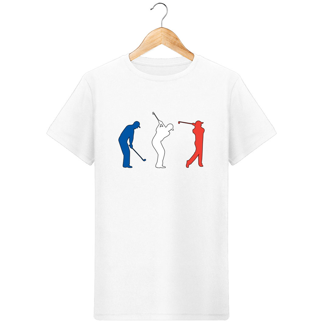 LET'S GOLF IT - T-Shirt en coton bio GOLF BLEU BLANC ROUGE - idées cadeaux golf homme femme