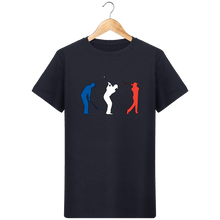 Charger l&#39;image dans la galerie, LET&#39;S GOLF IT - T-Shirt en coton bio GOLF BLEU BLANC ROUGE - idées cadeaux golf homme femme