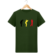 Charger l&#39;image dans la galerie, LET&#39;S GOLF IT - T-Shirt en coton bio GOLF NOIR JAUNE ROUGE Belgique - idées cadeaux golf homme femme