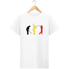 Charger l&#39;image dans la galerie, LET&#39;S GOLF IT - T-Shirt en coton bio GOLF NOIR JAUNE ROUGE Belgique - idées cadeaux golf homme femme