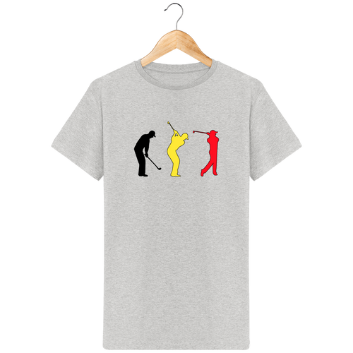 LET'S GOLF IT - T-Shirt en coton bio GOLF NOIR JAUNE ROUGE Belgique - idées cadeaux golf homme femme
